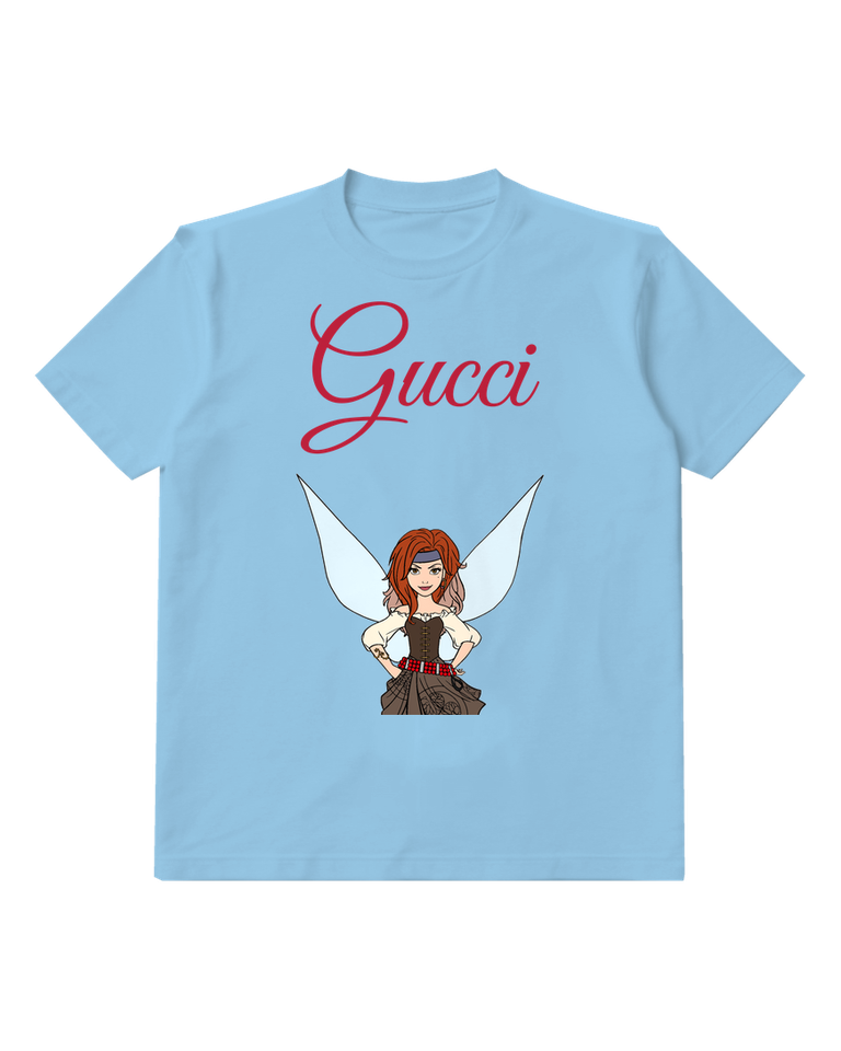 Sky Blue Red Haired Fairy Hands On Hips Graphic T-Shirt - front product view