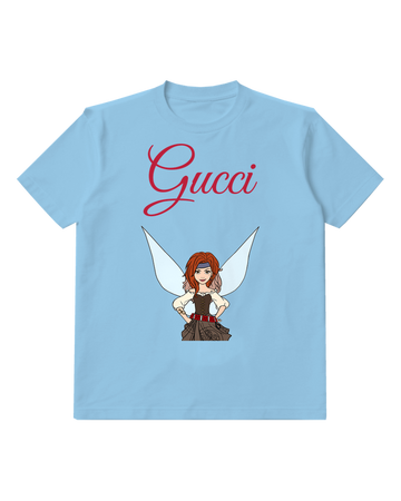 Sky Blue Red Haired Fairy Hands On Hips Graphic T-Shirt - front product view