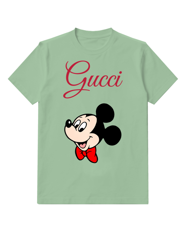 Sage Green Mouse Red Bow Tie Face Graphic T-Shirt - front product view