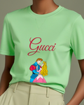 Sage Green Aurora And Prince Phillip Embracing Graphic T-Shirt - model wearing view