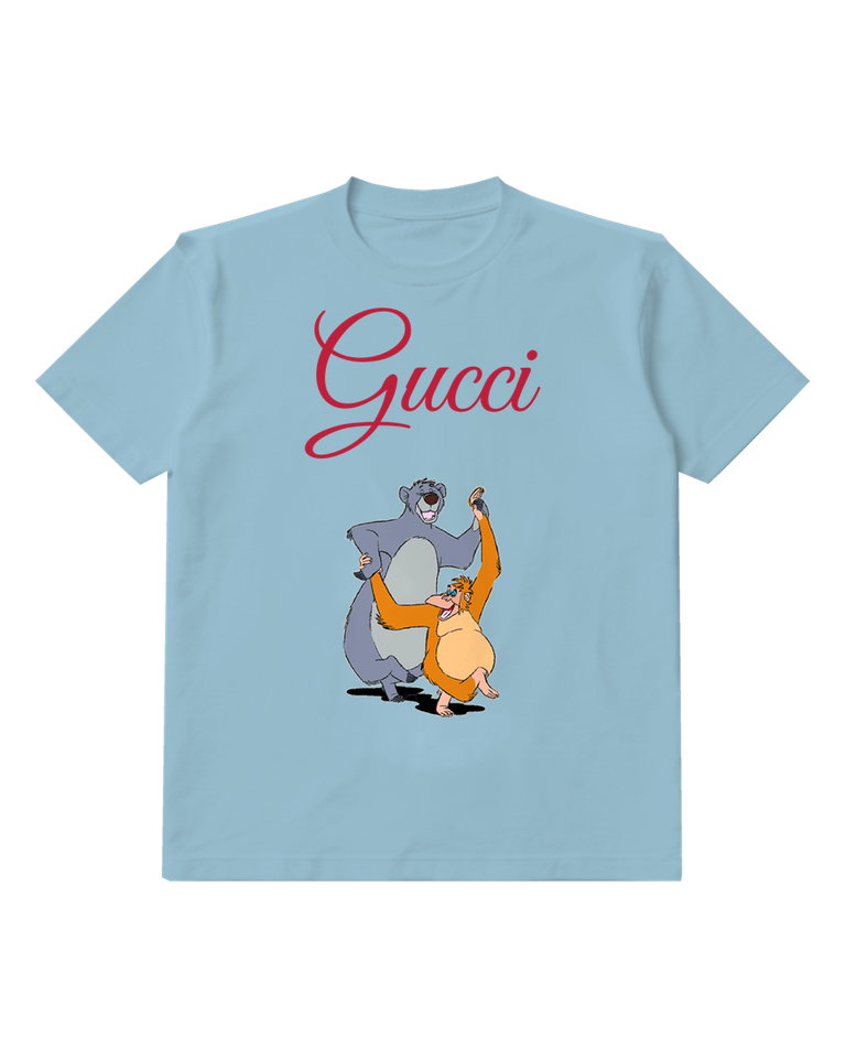 Sky Blue Baloo And Louie Dancing Together Graphic T-Shirt - front product view