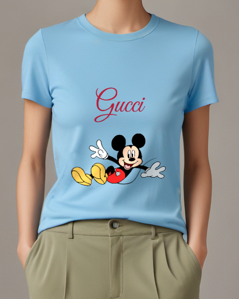 Sky Blue Mouse Reclining Open Arms Graphic T-Shirt - front product view