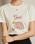 Ivory Dumbo Walking With Mouse On Leash Graphic T-Shirt - model wearing view