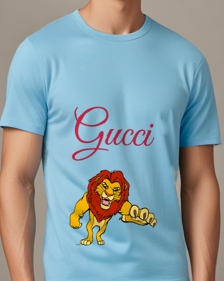 Sky Blue Lion Giant Forward Paw Graphic T-Shirt - front product view