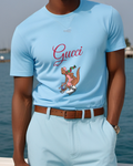 Sky Blue Kanga And Roo Ice Skating Together Graphic T-Shirt - model wearing view