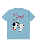 Sky Blue Dalmatian Pair Smiling Head To Head Graphic T-Shirt - front product view