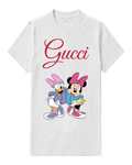 White Minnie And Daisy In Playful Embrace Graphic T-Shirt - front product view