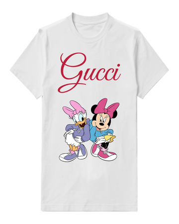 White Minnie And Daisy In Playful Embrace Graphic T-Shirt - front product view