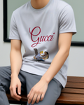 Pale Lavender Pocahontas Kneels Beside Tied Man Graphic T-Shirt - model wearing view