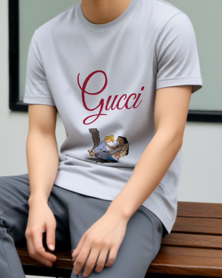 Pale Lavender Pocahontas Kneels Beside Tied Man Graphic T-Shirt - model wearing view