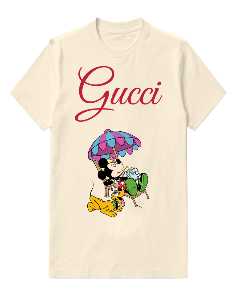Ivory Mickey Mouse Relaxing Under Umbrella Graphic T-Shirt - front product view