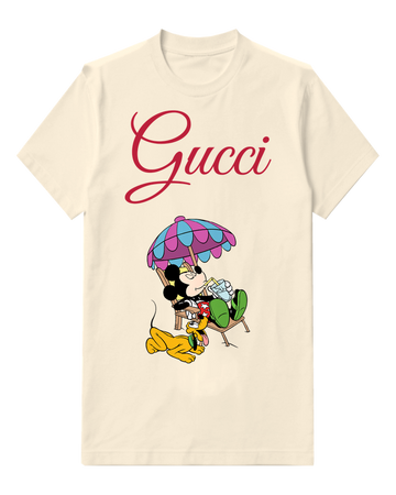 Ivory Mickey Mouse Relaxing Under Umbrella Graphic T-Shirt - front product view