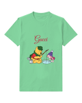 Sage Green Pooh Ice Fishing In Snow Graphic T-Shirt - front product view