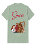 Sage Green Belle And Beast In Ornate Chair Graphic T-Shirt - front product view