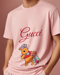 Blush Pink Pooh And Piglet With Bows Graphic T-Shirt - model wearing view