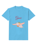 Sky Blue Dumbo Flying With Mouse On Back Graphic T-Shirt - front product view