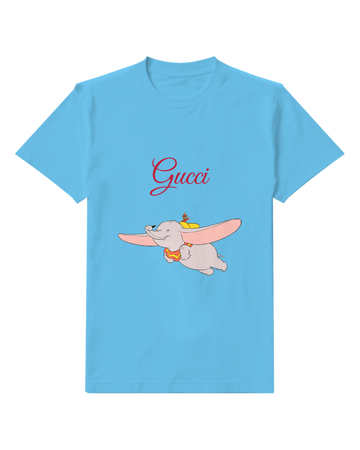 Sky Blue Dumbo Flying With Mouse On Back Graphic T-Shirt - front product view