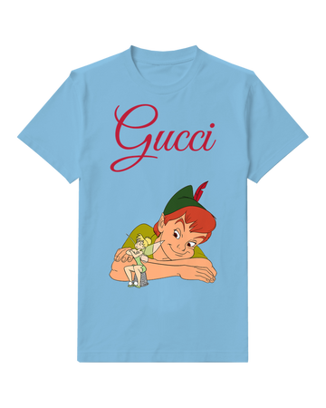 Sky Blue Peter Pan And Tinker Bell Together Graphic T-Shirt - front product view