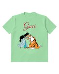 Sage Green Jasmine Hugs Tiger In Affectionate Pose Graphic T-Shirt - front product view