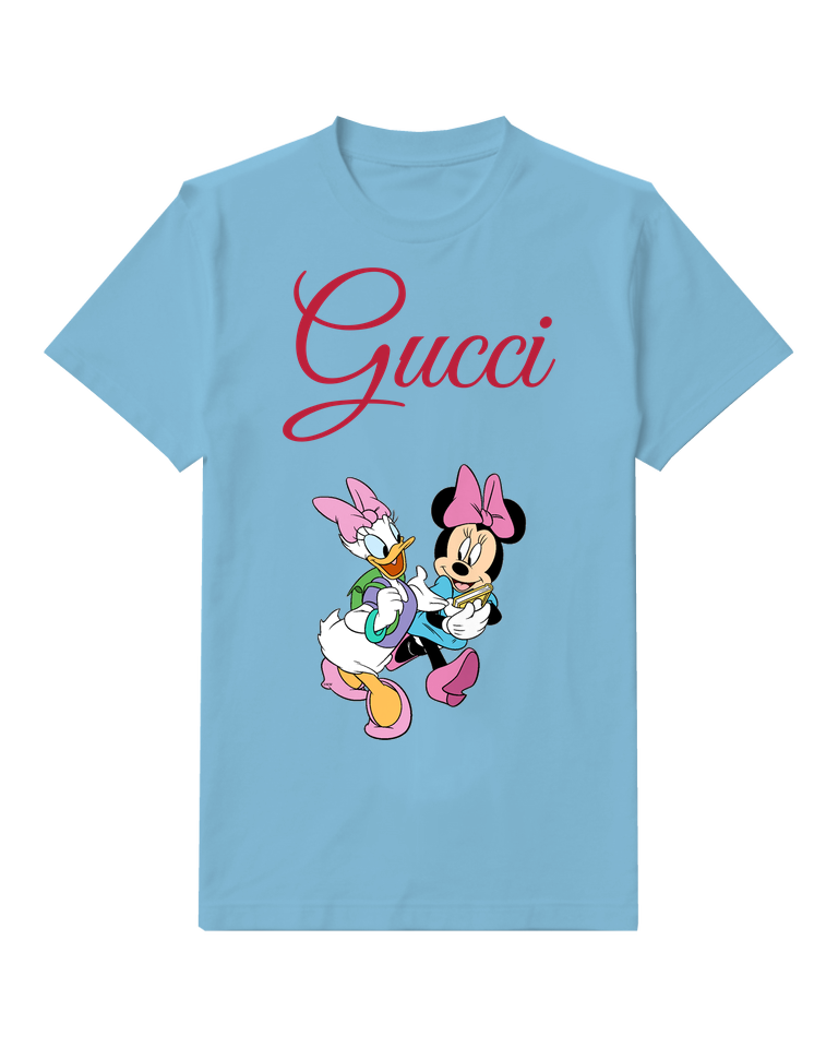 Sky Blue Minnie And Daisy Running Together Graphic T-Shirt - front product view