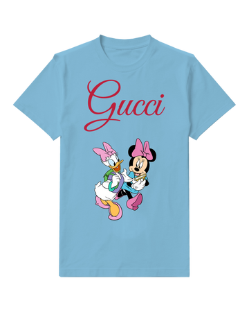 Sky Blue Minnie And Daisy Running Together Graphic T-Shirt - front product view