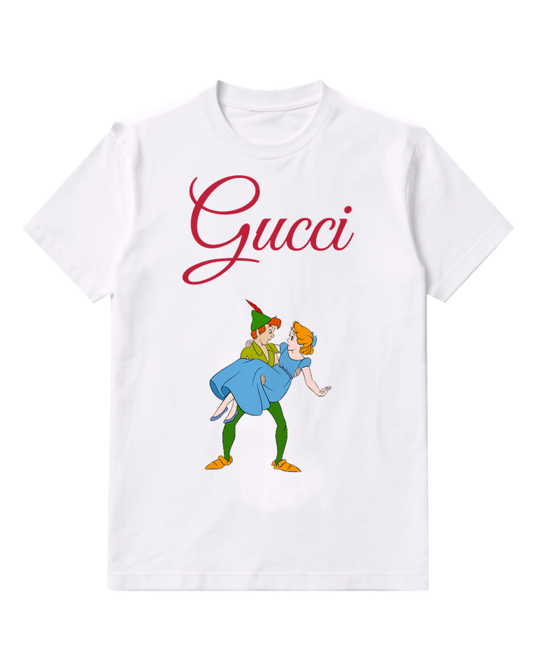 White Peter Pan Lifts Wendy In Dance Graphic T-Shirt - front product view