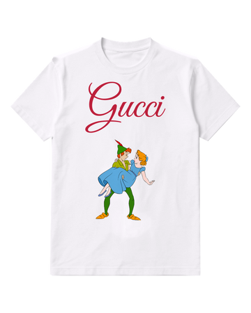White Peter Pan Lifts Wendy In Dance Graphic T-Shirt - front product view