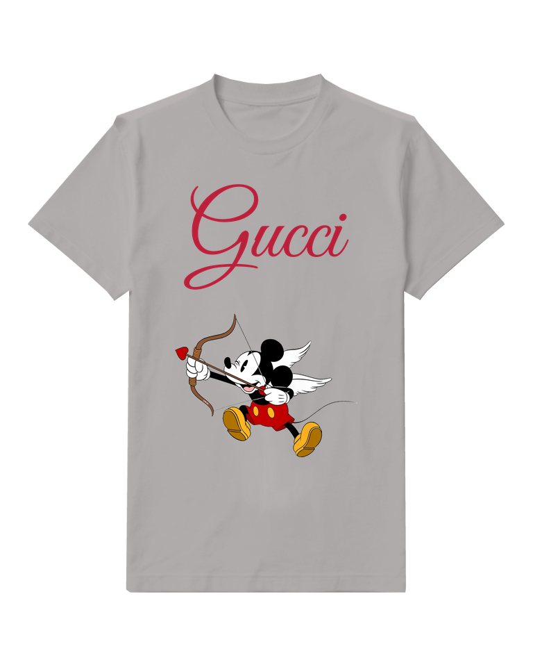 Gray Mouse Flying Paper Plane Graphic T-Shirt - front product view