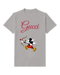 Gray Mouse Flying Paper Plane Graphic T-Shirt - front product view