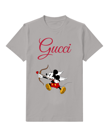 Gray Mouse Flying Paper Plane Graphic T-Shirt - front product view