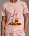Blush Pink Piglet And Pooh Rowing Together Graphic T-Shirt - model wearing view