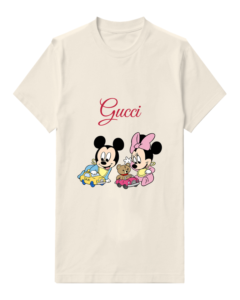 Ivory Baby Mickey And Minnie With Toy Cars Graphic T-Shirt - front product view