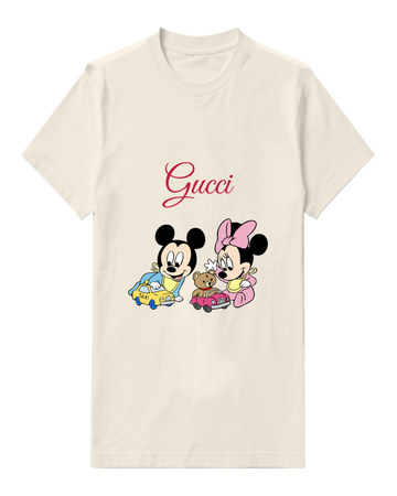 Ivory Baby Mickey And Minnie With Toy Cars Graphic T-Shirt - front product view