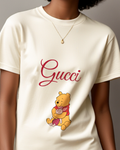 Ivory Pooh Hugging Piglet Warmly Graphic T-Shirt - model wearing view
