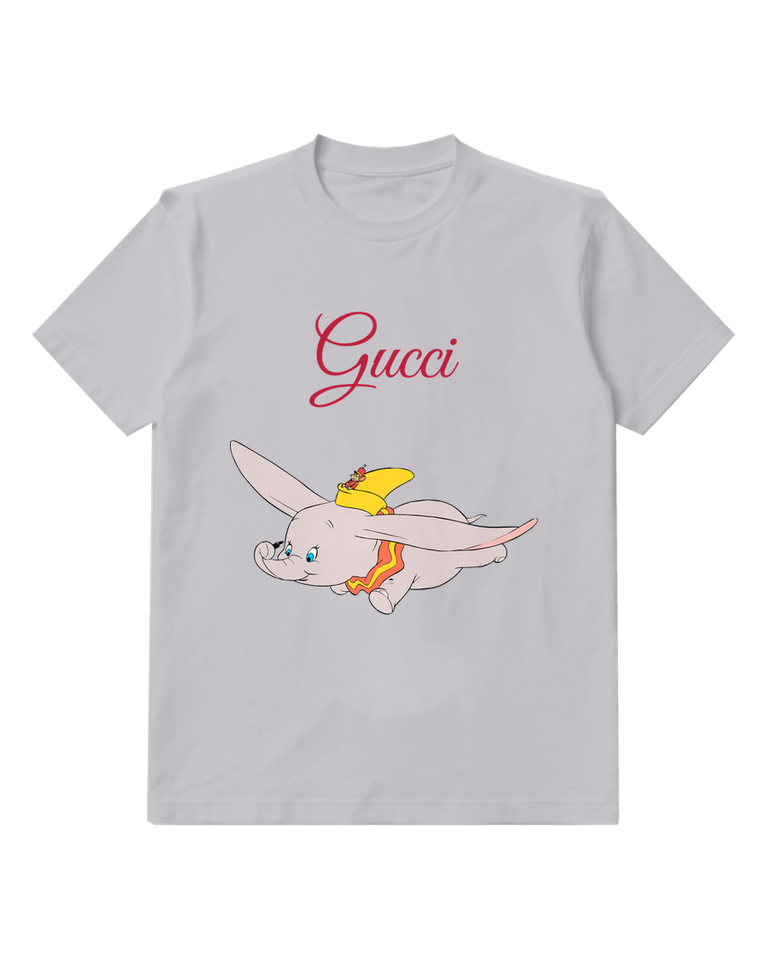 Light Gray Dumbo Flying With Timothy Mouse On Back Graphic T-Shirt - front product view