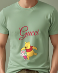 Sage Green Winnie The Pooh Dancing With Piglet Graphic T-Shirt - model wearing view
