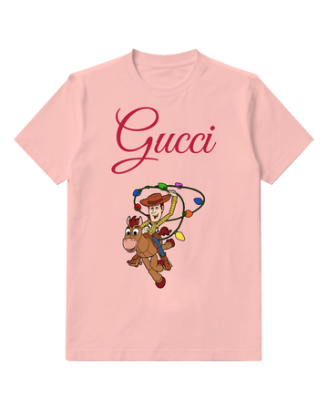 Blush Pink Woody Riding Bullseye With Lasso Graphic T-Shirt - front product view
