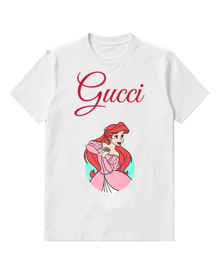 White Red Haired Princess Pink Gown Graphic T-Shirt - front product view