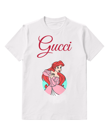 White Red Haired Princess Pink Gown Graphic T-Shirt - front product view