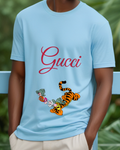 Sky Blue Tigger And Piglet In Playful Chase Graphic T-Shirt - model wearing view