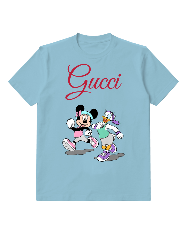 Sky Blue Minnie And Daisy Jogging Together Graphic T-Shirt - front product view