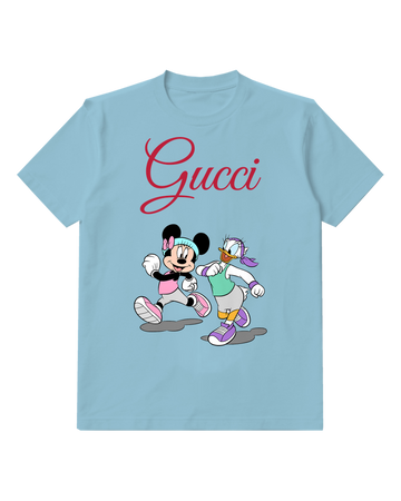 Sky Blue Minnie And Daisy Jogging Together Graphic T-Shirt - front product view