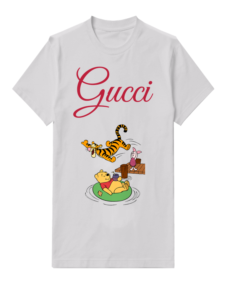 Light Gray Tigger Leaps Mid Air Above Piglet Graphic T-Shirt - front product view