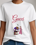 White Belle And Beast In Garden Scene Graphic T-Shirt - model wearing view