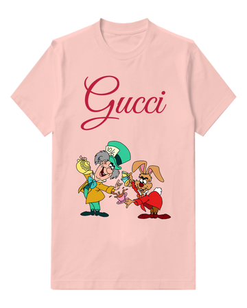 Blush Pink Mad Hatter Pours Tea While March Hare Holds Cup Graphic T-Shirt - front product view