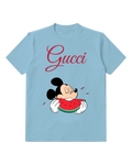 Sky Blue Mouse Watermelon Bite Graphic T-Shirt - front product view