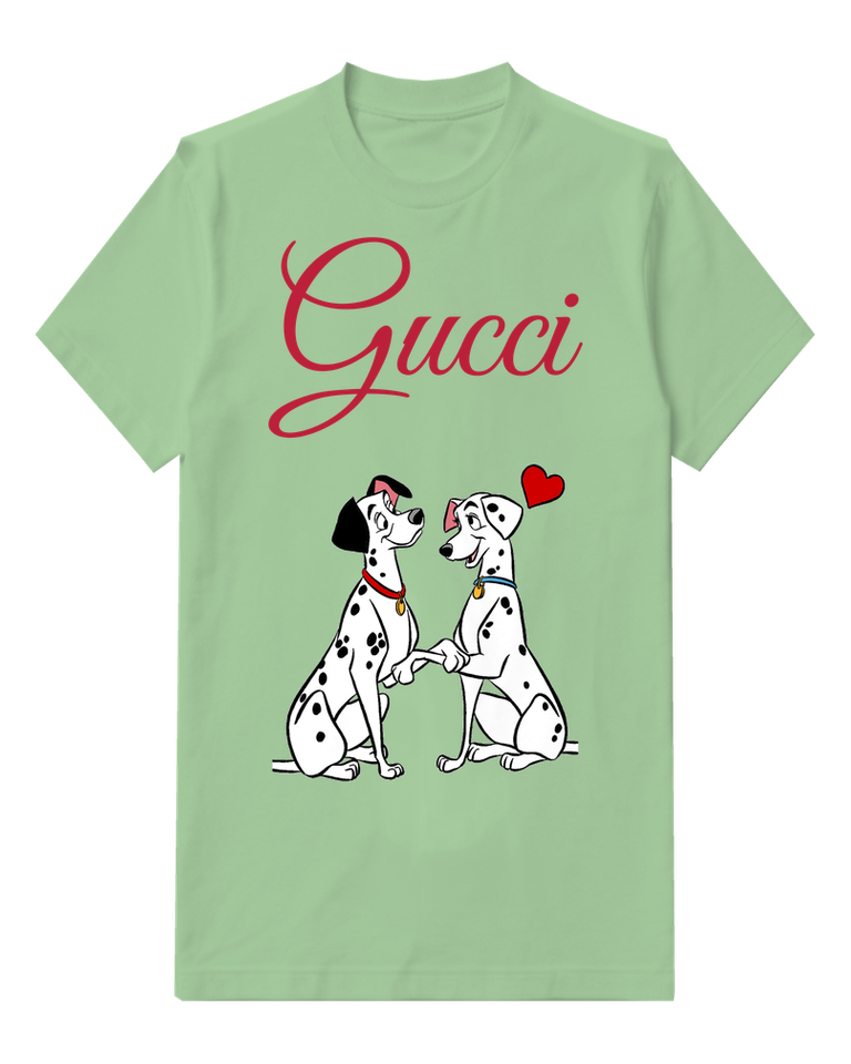 Sage Green Dalmatian Couple Holding Paws Graphic T-Shirt - front product view