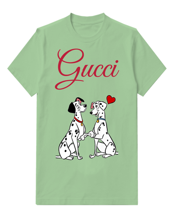Sage Green Dalmatian Couple Holding Paws Graphic T-Shirt - front product view