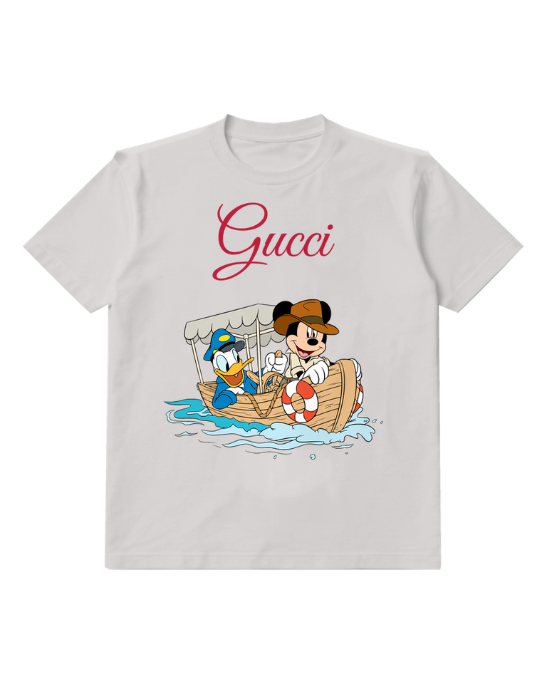 Light Gray Mickey And Donald In Boat Graphic T-Shirt - front product view