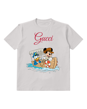 Light Gray Mickey And Donald In Boat Graphic T-Shirt - front product view